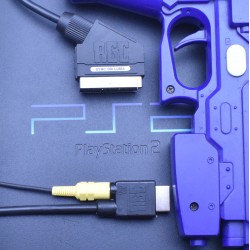 PlayStation 2 PS2 RGB SCART PACKAPUNCH cable + sync on luma cable & Guncon port